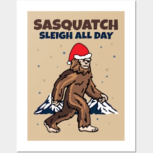 Santa Sasquatch Merry X'mas Posters and Art